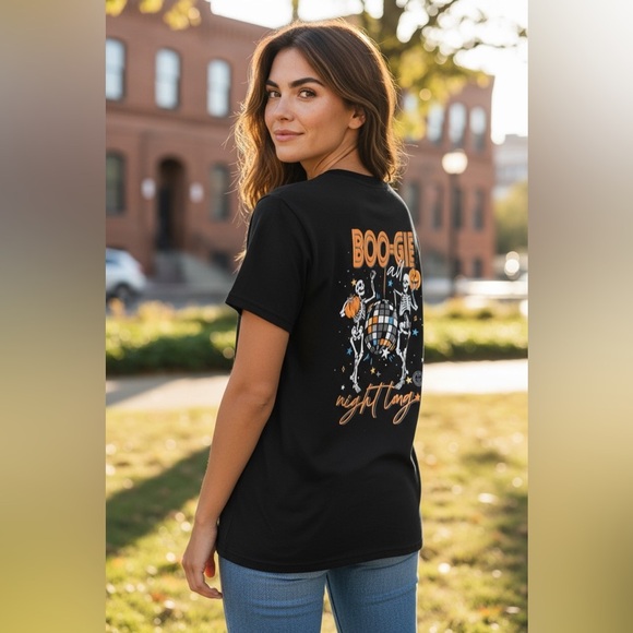 Girlie Girl Originals Halloween T-Shirt Medium Boo-gie All Night Skeleton Disco - Picture 4 of 6